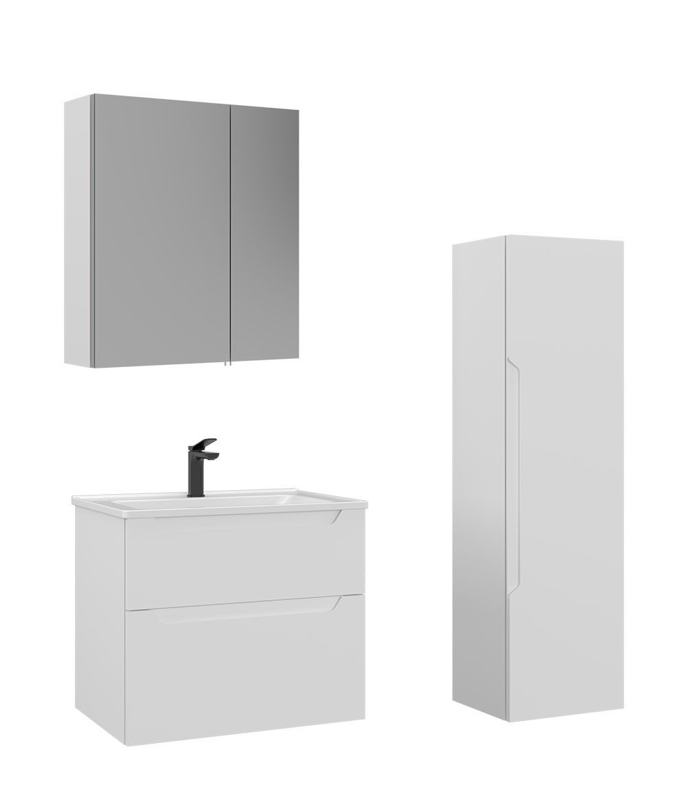 Orka Messina 65 Banyo Dolabı (Dolaplı Aynalı) + Boy Dolabı 40 Mat Kaşmir ( Boy Dolabı Dahildir )