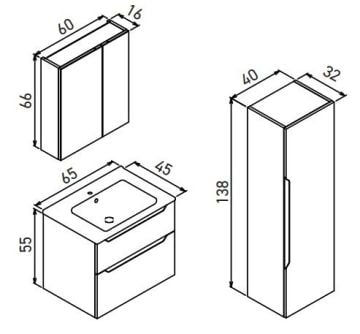 Orka Messina 65 Banyo Dolabı (Dolaplı Aynalı) Mat Tuscan Kırmızı ( Boy Dolabı Hariçtir )