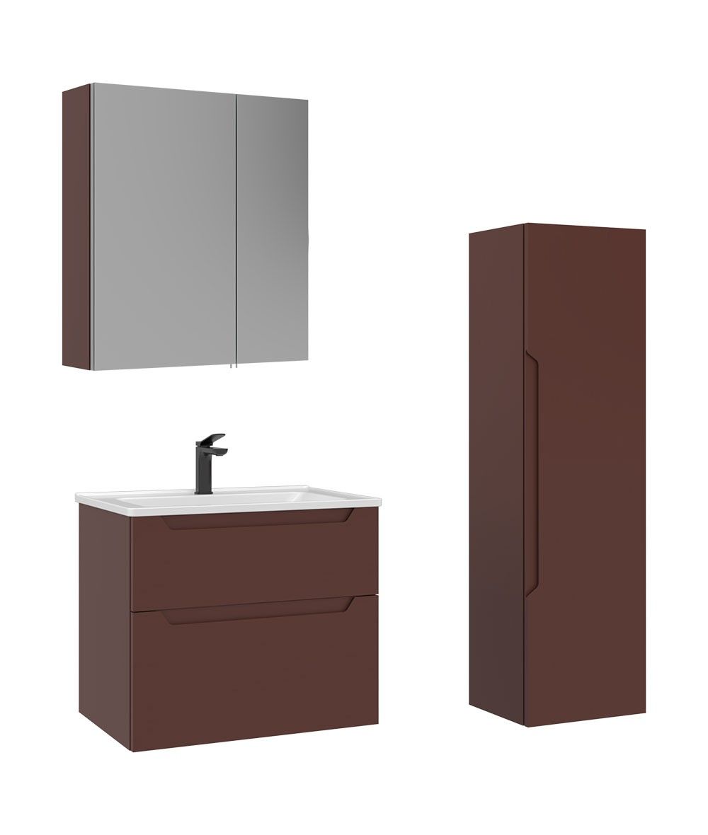 Orka Messina 65 Banyo Dolabı (Dolaplı Aynalı) Mat Tuscan Kırmızı ( Boy Dolabı Hariçtir )