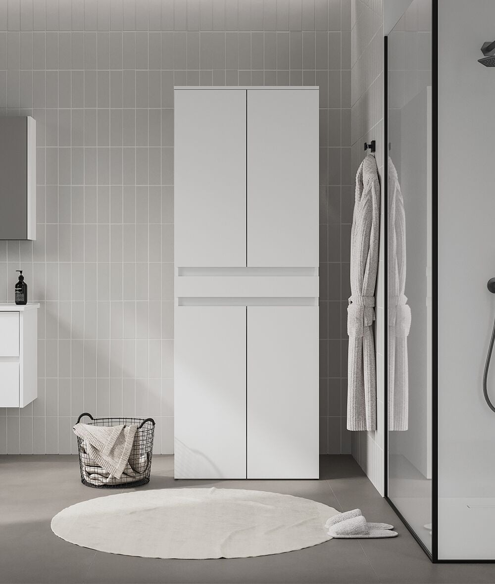 Orka Neve Çamaşır Makinesi Dolabı + Kurutma Makinesi Dolabı 70 Banyo Dolabı Beyaz