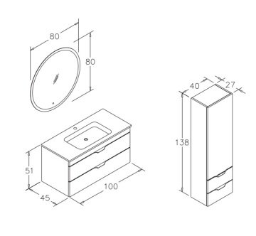 Orka Vento 100 Banyo Dolabı Dublin ( Boy Dolabı Hariçtir )