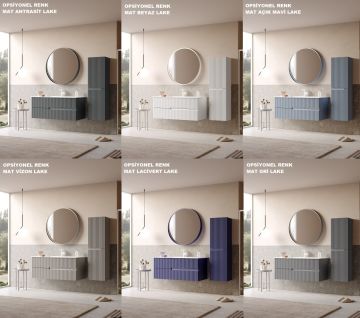 Orka Moonlight 120 Banyo Dolabı + Boy Dolabı 40 Antrasit ( Boy Dolabı Dahildir )