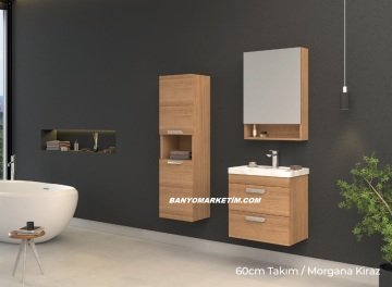 Orka Nova 60 Banyo Dolabı + Boy Dolabı 40 Morgana Kiraz ( Boy Dolabı Dahildir ) Morgana Kiraz