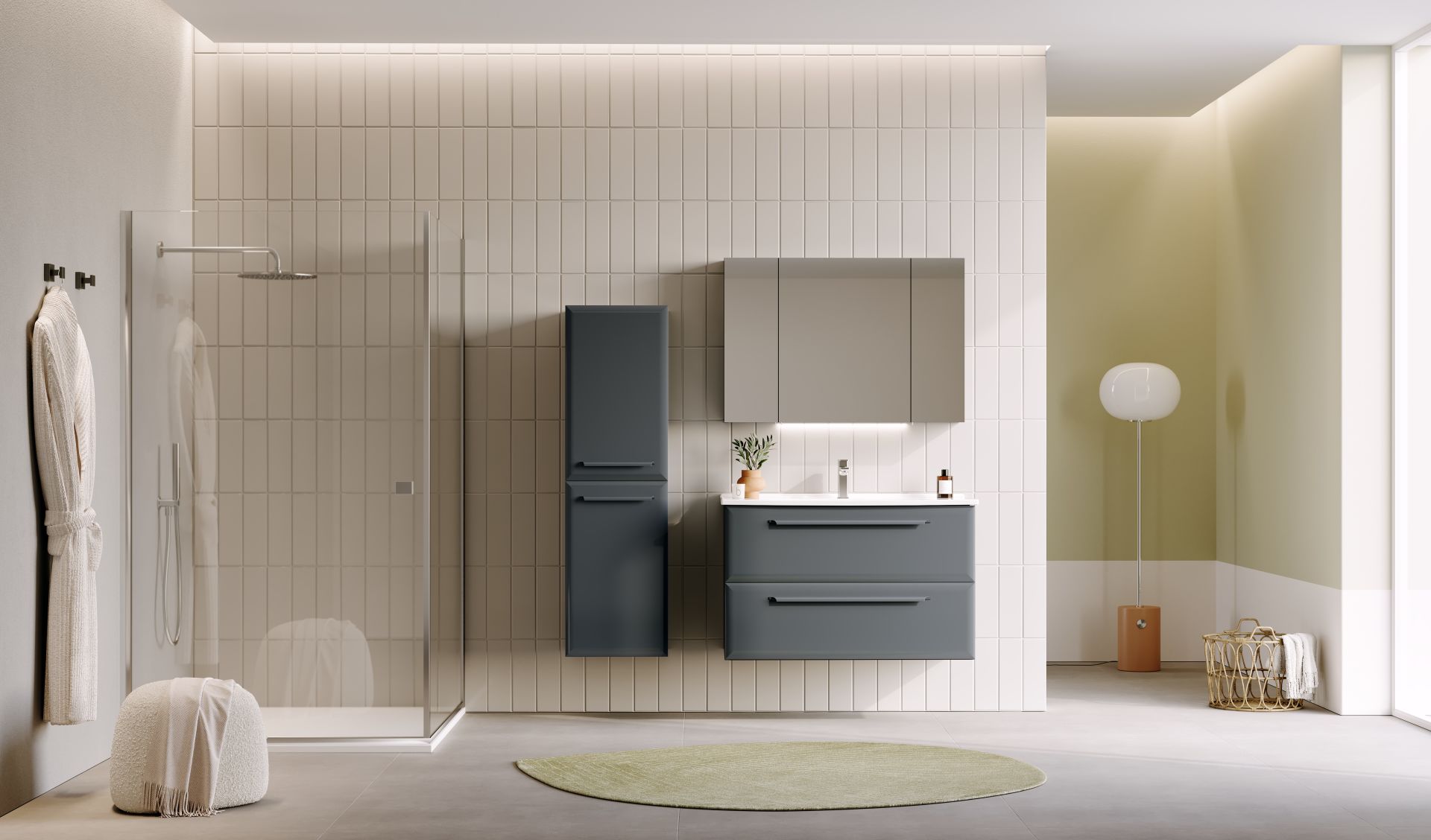 Orka Nuvola 100 Banyo Dolabı + Boy Dolabı 40 Gri ( Boy Dolabı Dahildir )