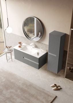 Orka Moonlight 120 Banyo Dolabı + Boy Dolabı 40 Gri ( Boy Dolabı Dahildir )