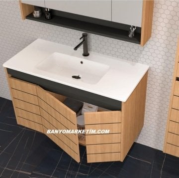 Orka Ricato 100 Banyo Dolabı Morgana Kiraz / Antrasit (Boy Dolabı Hariçtir)