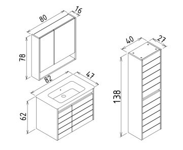 Orka Ricato 80 Banyo Dolabı + Boy Dolabı 40 Morgana Kiraz / Antrasit (Boy Dolabı Dahildir) Morgana Kiraz / Antrasit