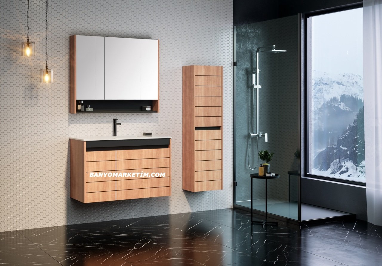 Orka Ricato 60 Banyo Dolabı Morgana Kiraz / Antrasit (Boy Dolabı Hariçtir) Morgana Kiraz / Antrasit