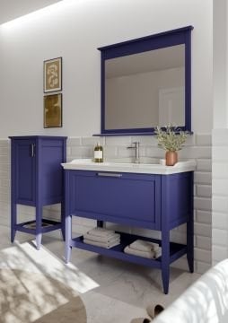 Orka Bastle 80 Banyo Dolabı + Boy Dolabı 48 Lacivert (Boy Dolabı Dahildir)