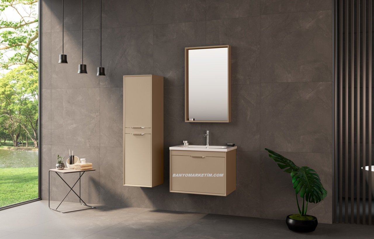 Orka Clay 65 Banyo Dolabı + Boy Dolabı 40 Sahra (Boy Dolabı Dahildir) Beyaz