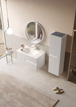 Orka Moonlight 90 Banyo Dolabı + Boy Dolabı 40 Beyaz ( Boy Dolabı Dahildir )