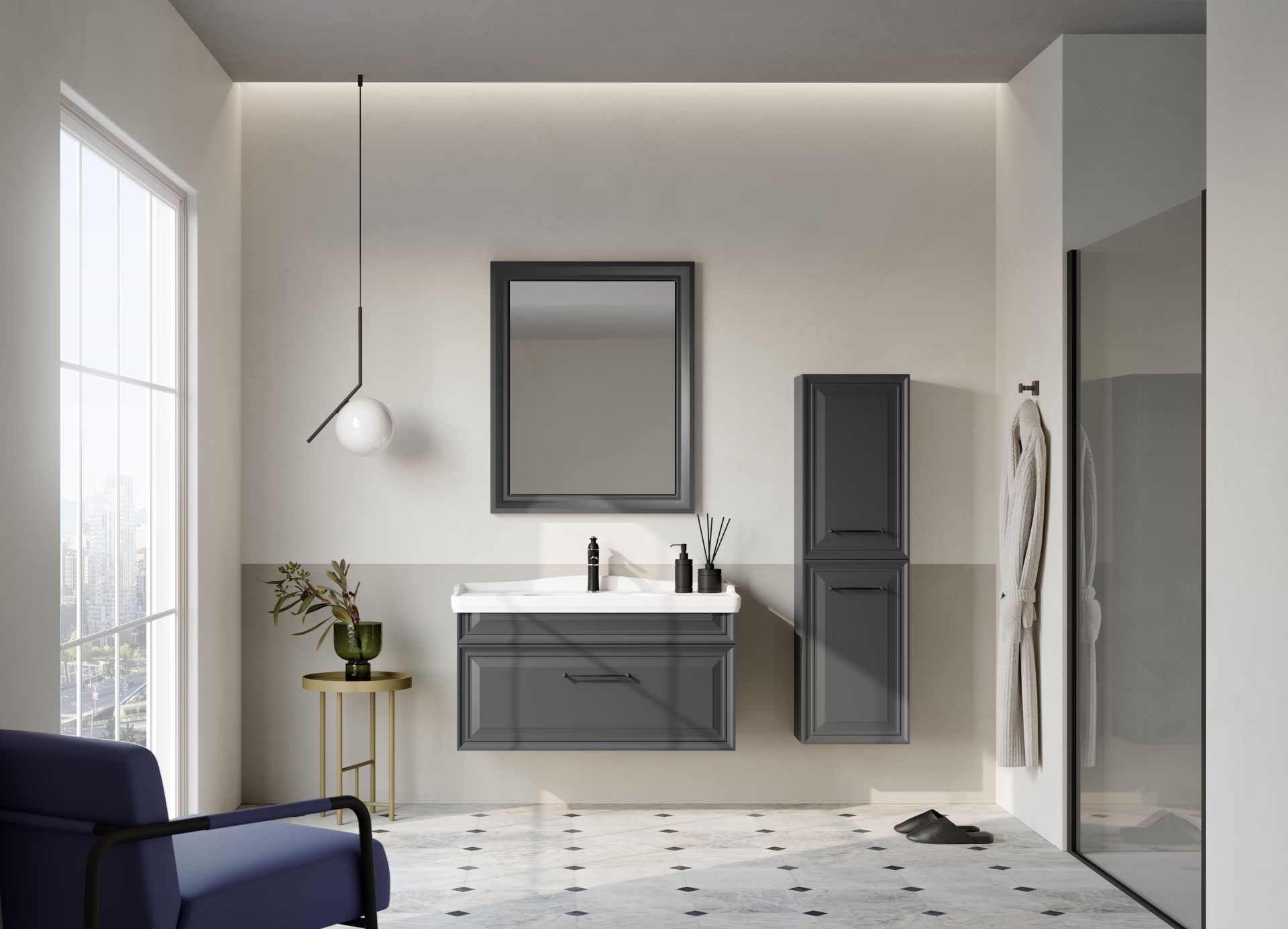 Orka Design 85 Banyo Dolabı Antrasit ( Boy Dolabı Hariçtir )