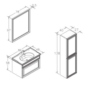 Orka Design 85 Banyo Dolabı Antrasit ( Boy Dolabı Hariçtir )